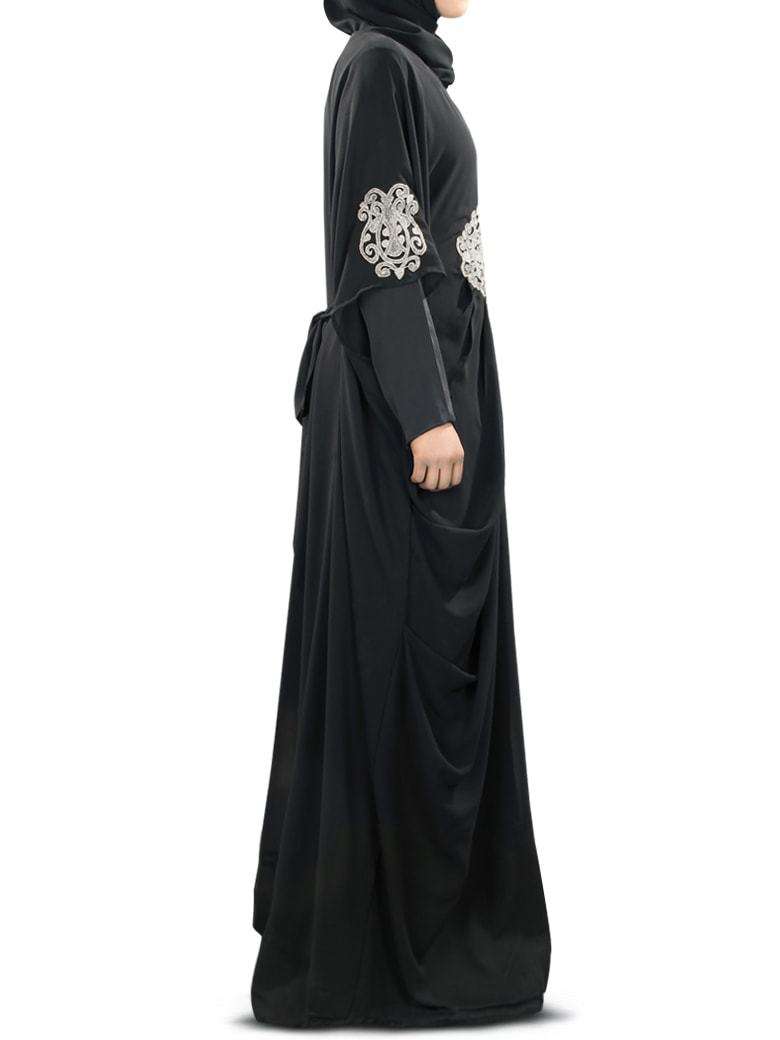Amara Silver Embroidered Black Georgette Kaftan (Without Inner)