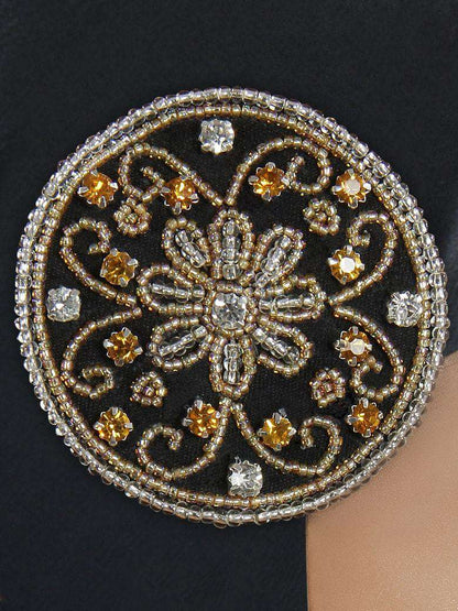 Amara Silver Embroidered Black Georgette Kaftan (Without Inner)