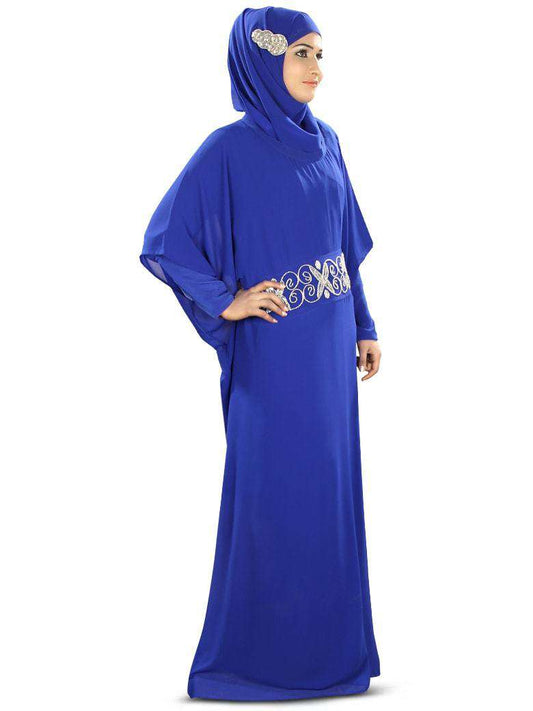 Nazeeha Hand Embroidered Royal Blue Kaftan