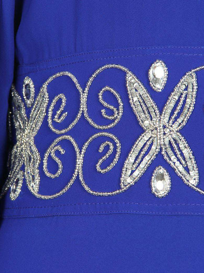 Nazeeha Hand Embroidered Royal Blue Kaftan