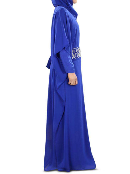 Nazeeha Hand Embroidered Royal Blue Kaftan