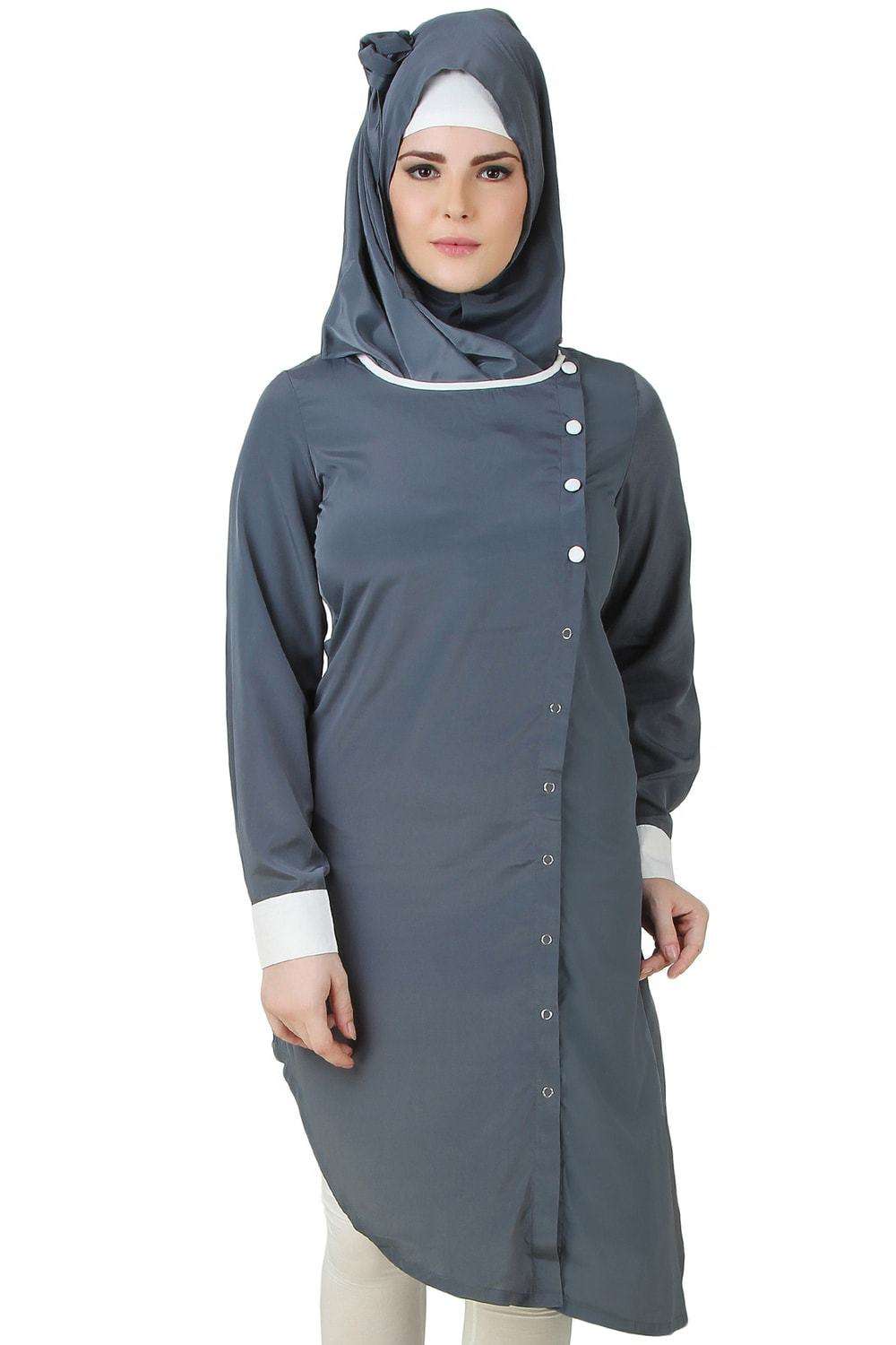 Qirat Grey Crepe Tunic