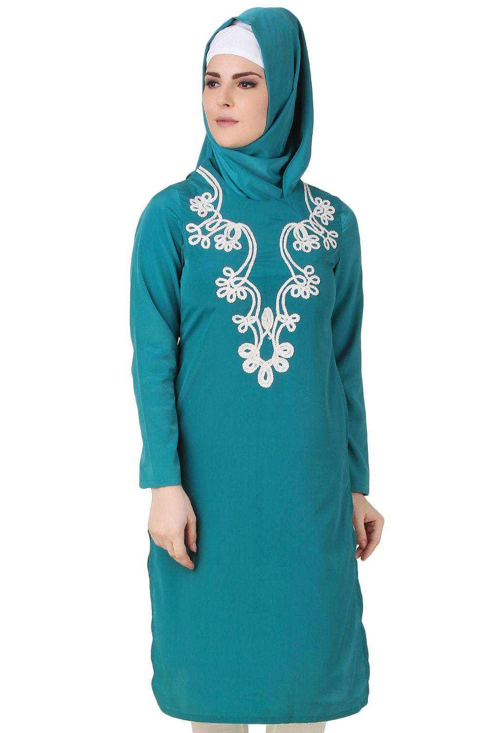 Fariha Bottle Green Crepe Tunic