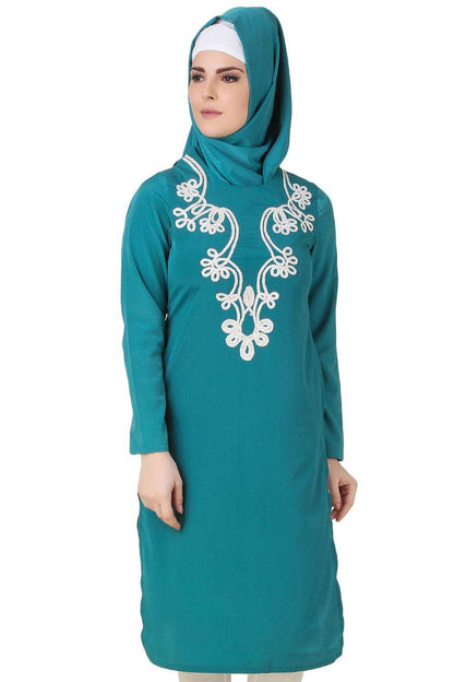 Fariha Bottle Green Crepe Tunic