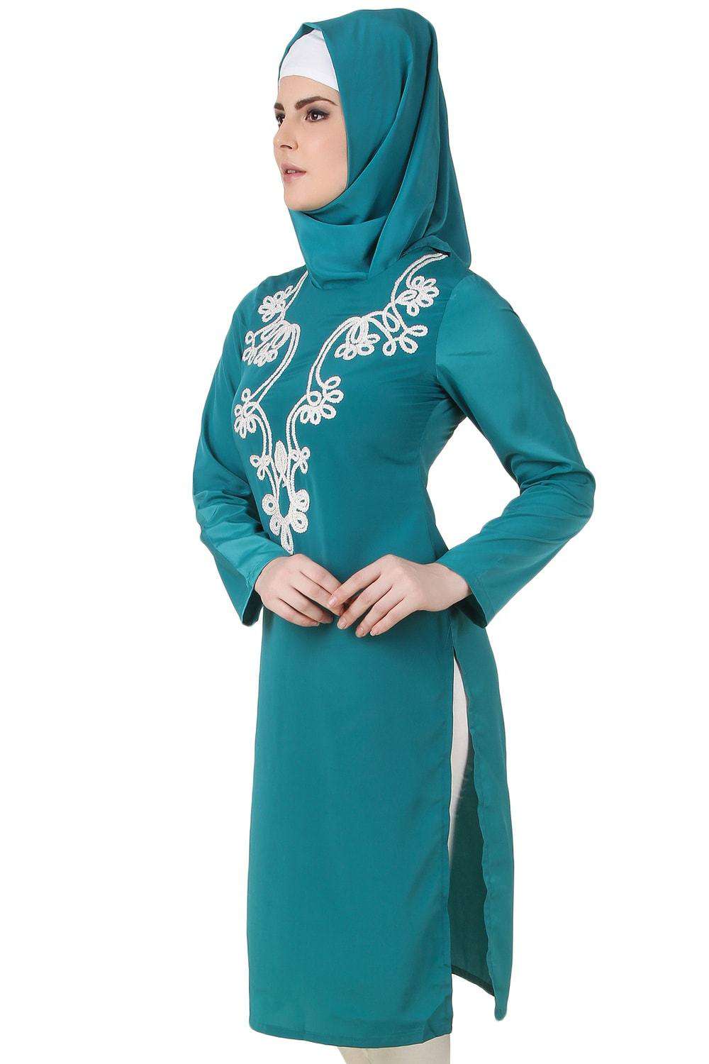 Fariha Bottle Green Crepe Tunic