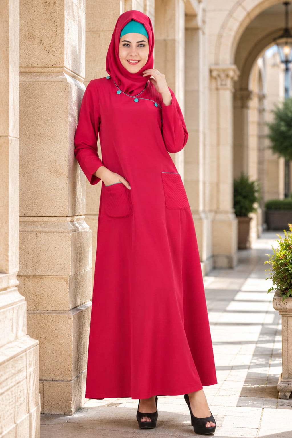 Razaan Rose Pink Kashibo Abaya for Muslim Women, Elegant Modest Islamic Dress in Soft Pink for Daily Wear and Special Occasions in India